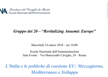 L’Italia e le politiche di coesione EU: Mezzogiorno, Mediterraneo e Sviluppo
